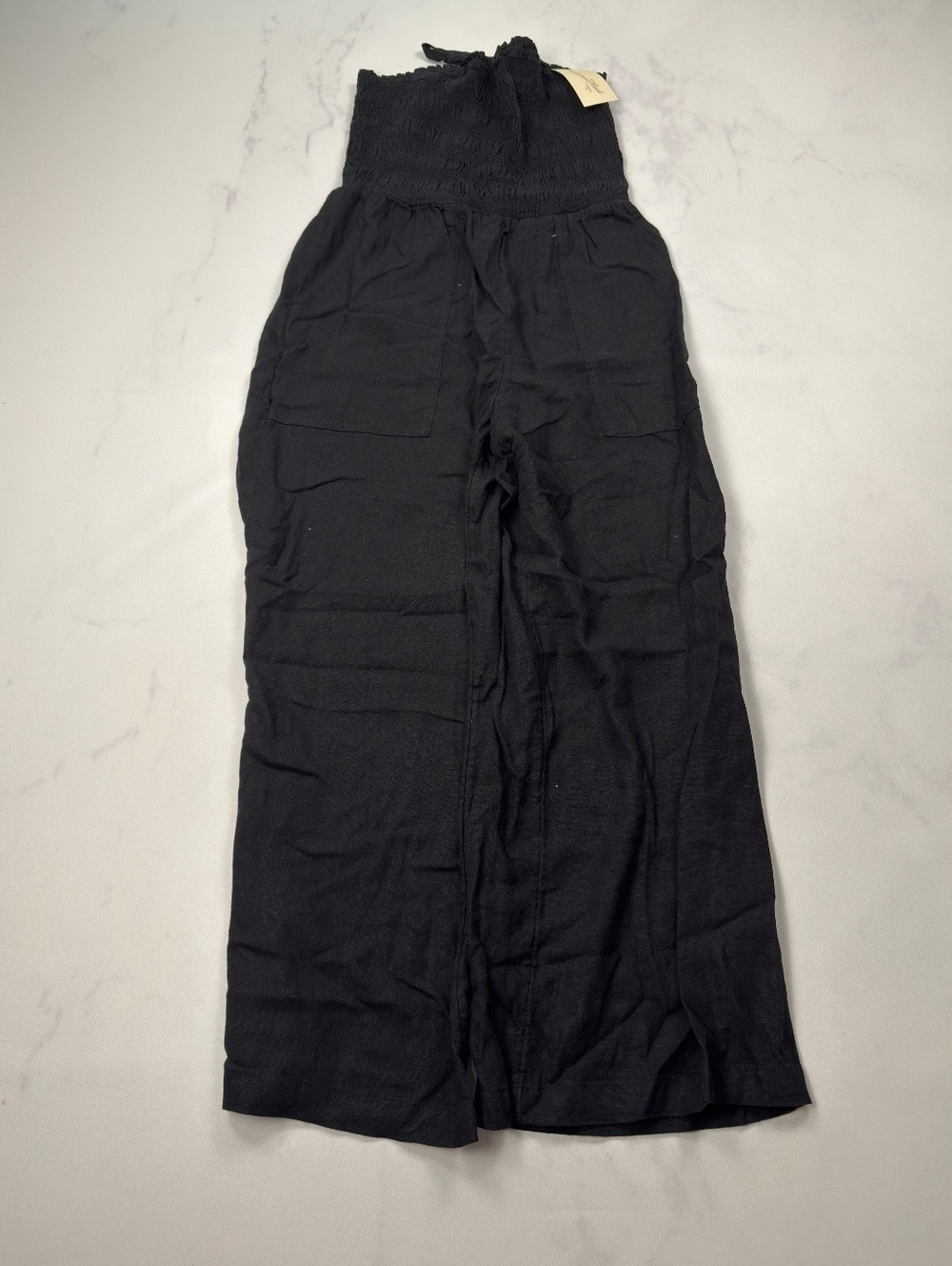Universal Thread Jumpsuit Black Wide Leg Smocked Strapless - Womens S NWT